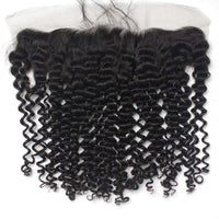 Forawme 13X4 Lace Closure Deep Curly / 8 Inch / Free Part 13x4 Brown Lace Frontal Ear To Ear Lace Closure Piece