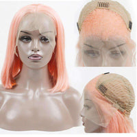 Forawme Bob Lace Wigs Lace Front Bob Wigs Pink Color Short Cut Lace Wig For Female Fashion Wig