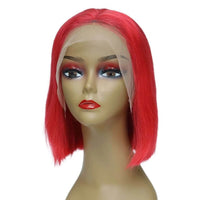 Forawme Bob Lace Wigs Short Red Bob Lace Front Wigs Human Hair Straight Bob Wig