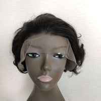 Forawme Pixie Wigs 8 Inch Human Hair Short Pixie Wigs Bob Wavy Loose Wave Pixie Curly Lace Wigs