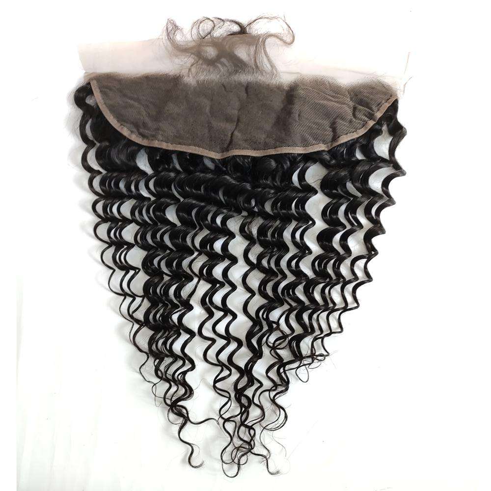 Forawme 13X4 Lace Closure 100% Human Hair Deep Wave 13X4 Lace Closure Frontal With Pre-Plucked Natural hairline Baby Hair