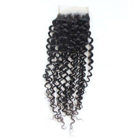 Forawme 4X4 Lace closure 4x4 Deep Curly Lace Top Closure Piece Human Hair Swiss Lace Closure Natural Black