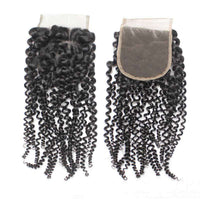 Forawme 4X4 Lace closure 4x4 Kinky Curly Lace Top Closure Piece Human Hair Swiss Lace Closure Natural Black