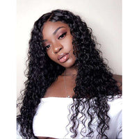 Forawme 4x4 Lace Closure Wigs Lace Closure Wigs Human Hair Wig Curly Hair Wig Front Wigs #1b Natural Black Medium Size Cap