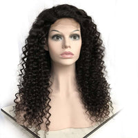 Forawme 4x4 Lace Closure Wigs Lace Closure Wigs Human Hair Wig Curly Hair Wig Front Wigs #1b Natural Black Medium Size Cap