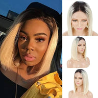 Forawme Bob Lace Wigs 10 Inch / Ombre 1b/613 Bob Lace Front Wigs Human Hair Wig Blonde 613 Pre-Plucked
