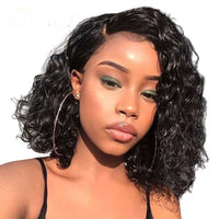 Forawme Bob Lace Wigs 14 Inch / 150% Density / Right Side Part Bob Wigs Water Wave Pre-Plucked Lace Front Wigs