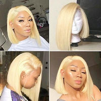 Forawme Bob Lace Wigs Bob Lace Front Wigs Human Hair Wig Blonde 613 Pre-Plucked