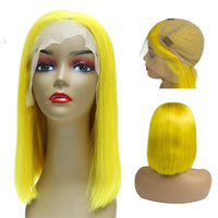Forawme Bob Lace Wigs Lace Front Wigs Bob Human Hair Yellow Short Cut Bob 150% Density