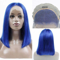 Forawme Bob Lace Wigs Short Bob Wig Blue Human Hair Lace Front Wig