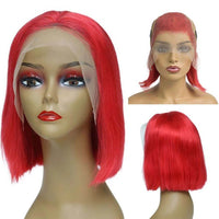Forawme Bob Lace Wigs Short Red Bob Lace Front Wigs Human Hair Straight Bob Wig