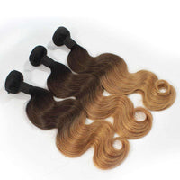 Forawme Brazilian Hair Bundle 3 Bundles Body Wave Brazillian 3 Tone Ombre Color #1B/4/27 Weaving Hair