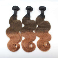 Forawme Brazilian Hair Bundle Brazilian Ombre Bundles Body Wave #1B/4/30 Hair Weaves 3 Bundles Body Wave