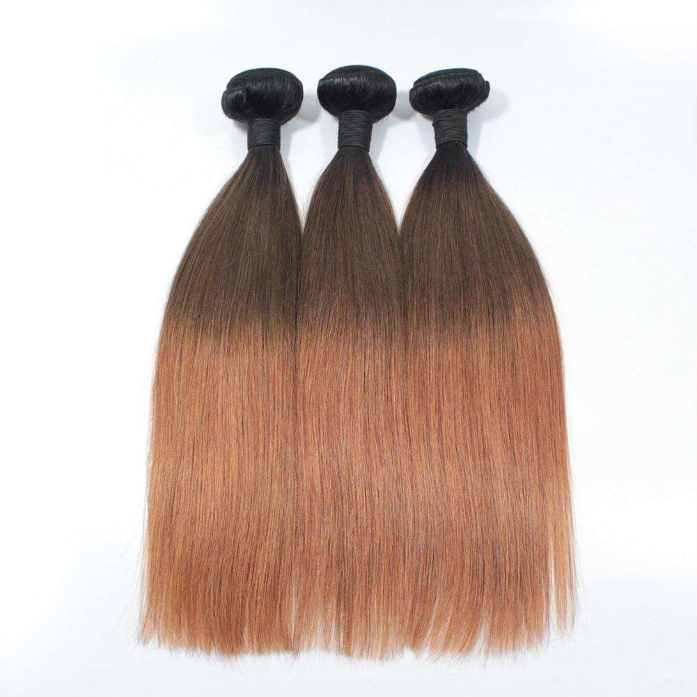 Forawme Brazilian Hair Bundle Brazilian Ombre Bundles Straight Weaves 3pcs/lot #1B/4/30 Remy Ombre Straight Hair
