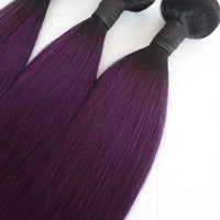 Forawme Brazilian Hair Bundle Silky Straight Brazillian Human Hair 3pcs/lot #1B/Purple Ombre Straight Hair