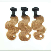 Forawme Bundles With Closure 10A Ombre 1B/27 Human Hair Body Wave Bundles With Top Lace Closure Free Part Blonde Hair