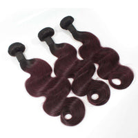 Forawme Bundles With Closure 10A Ombre 1B/99 Burgundy Body wave 3 Bundles Weaving Hair With 1 Piece Top Closure