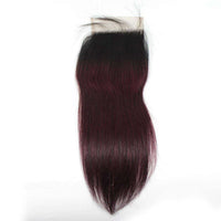 Forawme Bundles With Closure 10A Omrbe Hair 1b/99j Burgundy Hair Bundles With Top Closure Mink Straight Hair