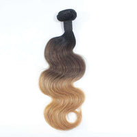 Forawme Bundles With Closure 1B/4/27 Brazilian Body Wave 3 Bundles Human Hair Weaving With 4X4 Lace Closure Honey Blonde Hair