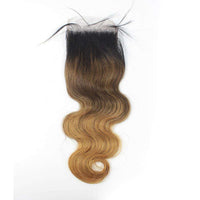 1B/4/27 Brazilian Body Wave 3 Bundles Human Hair Weaving With 4X4 Lace Closure Honey Blonde Hair