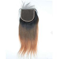 Forawme Bundles With Closure 1B/4/30 Ombre 3 Tone Human Hair Straight Bundles With 1 Piece Top Closure Free Part
