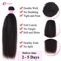 Forawme Bundles With Closure Brazilian Kinky Straight Weave 3/4 Bundles With 4x4-Lace Closures