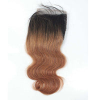 Forawme Bundles With Closure Ombre 1B/30 10A Human Hair Body Wave Bundles With Top Closure Free Part Ombre Remy Hair