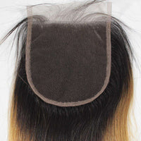 Forawme Bundles With Closure Ombre Hair 1B/27 Blonde Hair Bundles With Closure Dark Root Hair Straight Human Hair