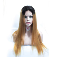 Forawme Front Lace Wig Ombre 1B/27 Honey Blonde Straight Hair Lace Front Wigs