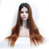 Forawme Front Lace Wig Ombre Ash Brown hair 1B/30 Straight Hair Lace Front Wigs