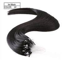 Forawme Hair Extension 18 Inch / #1 Jet Black Brazilian Human Hair Micro Ring Hair Extensions Straight Loop Hair Extension 100Grams