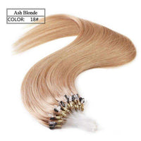 Forawme Hair Extension 18 Inch / #18 Ash Blonde Brazilian Human Hair Micro Ring Hair Extensions Straight Loop Hair Extension 100Grams