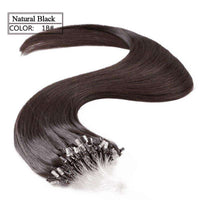 Forawme Hair Extension 18 Inch / #1B Natural Black Brazilian Human Hair Micro Ring Hair Extensions Straight Loop Hair Extension 100Grams