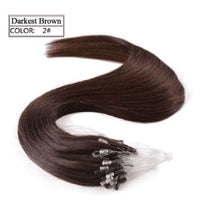 Forawme Hair Extension 18 Inch / #2 Darkest Brown Brazilian Human Hair Micro Ring Hair Extensions Straight Loop Hair Extension 100Grams