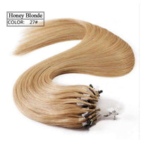 Forawme Hair Extension 18 Inch / #27 Honey Blonde Brazilian Human Hair Micro Ring Hair Extensions Straight Loop Hair Extension 100Grams