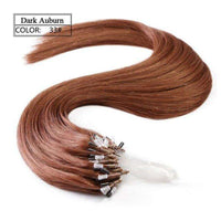 Forawme Hair Extension 18 Inch / #33 Dark Auburn Brazilian Human Hair Micro Ring Hair Extensions Straight Loop Hair Extension 100Grams