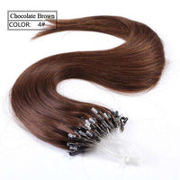 Forawme Hair Extension 18 Inch / #4 Chocolate Brown Brazilian Human Hair Micro Ring Hair Extensions Straight Loop Hair Extension 100Grams