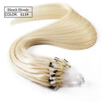 Forawme Hair Extension 18 Inch / #613 Bleach Blonde Brazilian Human Hair Micro Ring Hair Extensions Straight Loop Hair Extension 100Grams