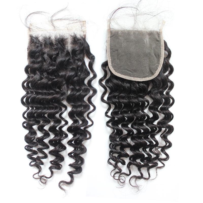 Forawme HD Lace Closure 4X4 Transparent Lace / 8 Inch 4X4/5X5 Deep Wave Top Curly Lace Closure
