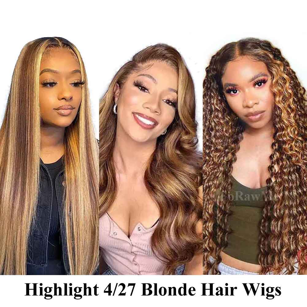 Forawme HD Lace Wigs Raw Human Hair Highlight 4/27 Blonde Hair | Real HD Transparent Undetectable Invisible Wigs