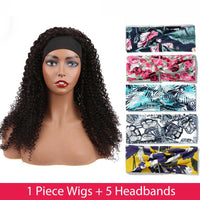 LaceClosureWig HeadBand Wigs 10 Inch / Deep Wave Headbands Wig Human Hair  Wrap Trendy Headband Wig