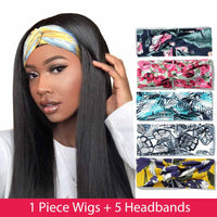 LaceClosureWig HeadBand Wigs 10 Inch / Straight Hair Headbands Wig Human Hair  Wrap Trendy Headband Wig