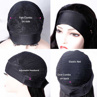 LaceClosureWig HeadBand Wigs Headbands Wig Human Hair  Wrap Trendy Headband Wig