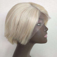 Forawme Pixie Wigs 8 Inch 613 Pixie Wigs Light Blonde Human Hair Lace Front Wigs Bob Cut Straight Wigs For Women