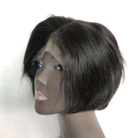 Forawme Pixie Wigs 8 Inch Human Hair Short Pixie Wigs Bob Cut Straight Hair Lace Front Wigs Pixie Wig Natural Black