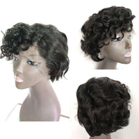 Forawme Pixie Wigs 8 Inch Short Loose Wavy Lace Front Wigs Human Hair Pixie Curly