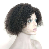 Forawme Short Wigs Natural Black Short Wigs None Lace Kinky Curly Cheap Wig Human Hair